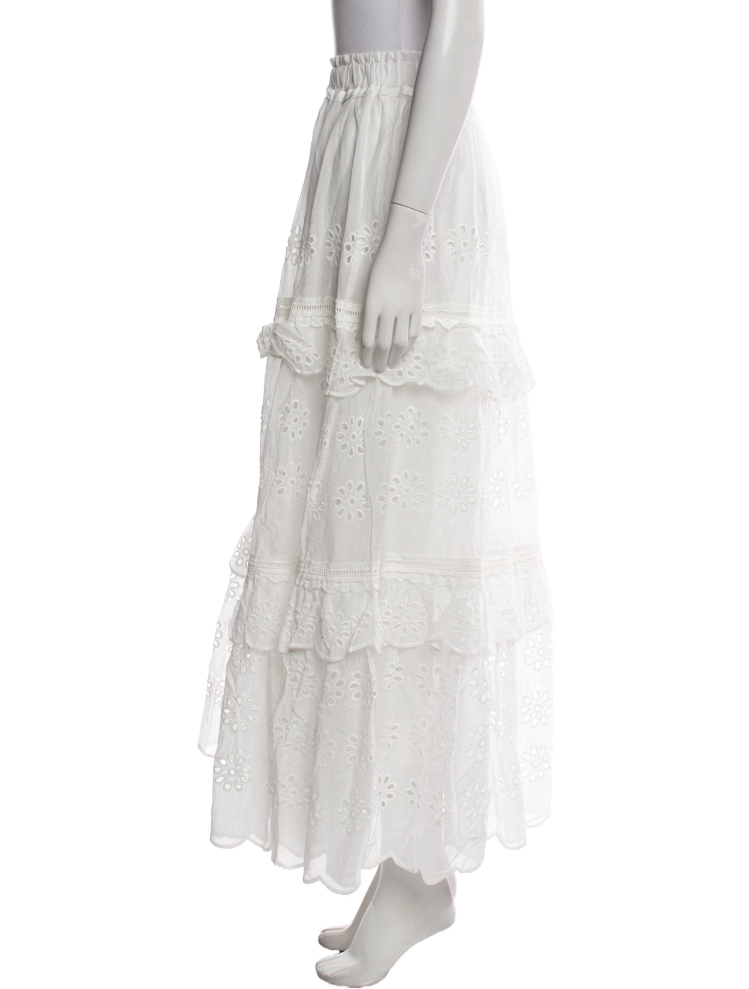 Farm Rio Ruffle Embellishment Midi Length Skirt