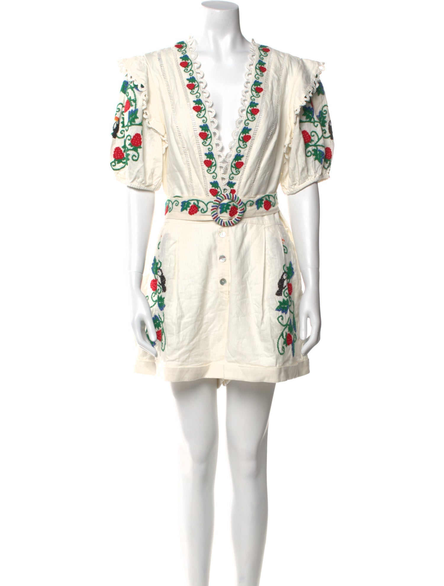 Farm Rio Plunge Neckline Romper w/ Tags