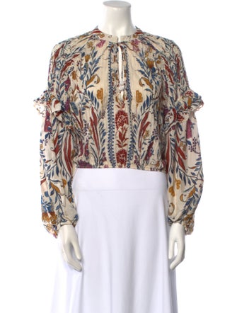 Farm Rio Printed Crew Neck Blouse