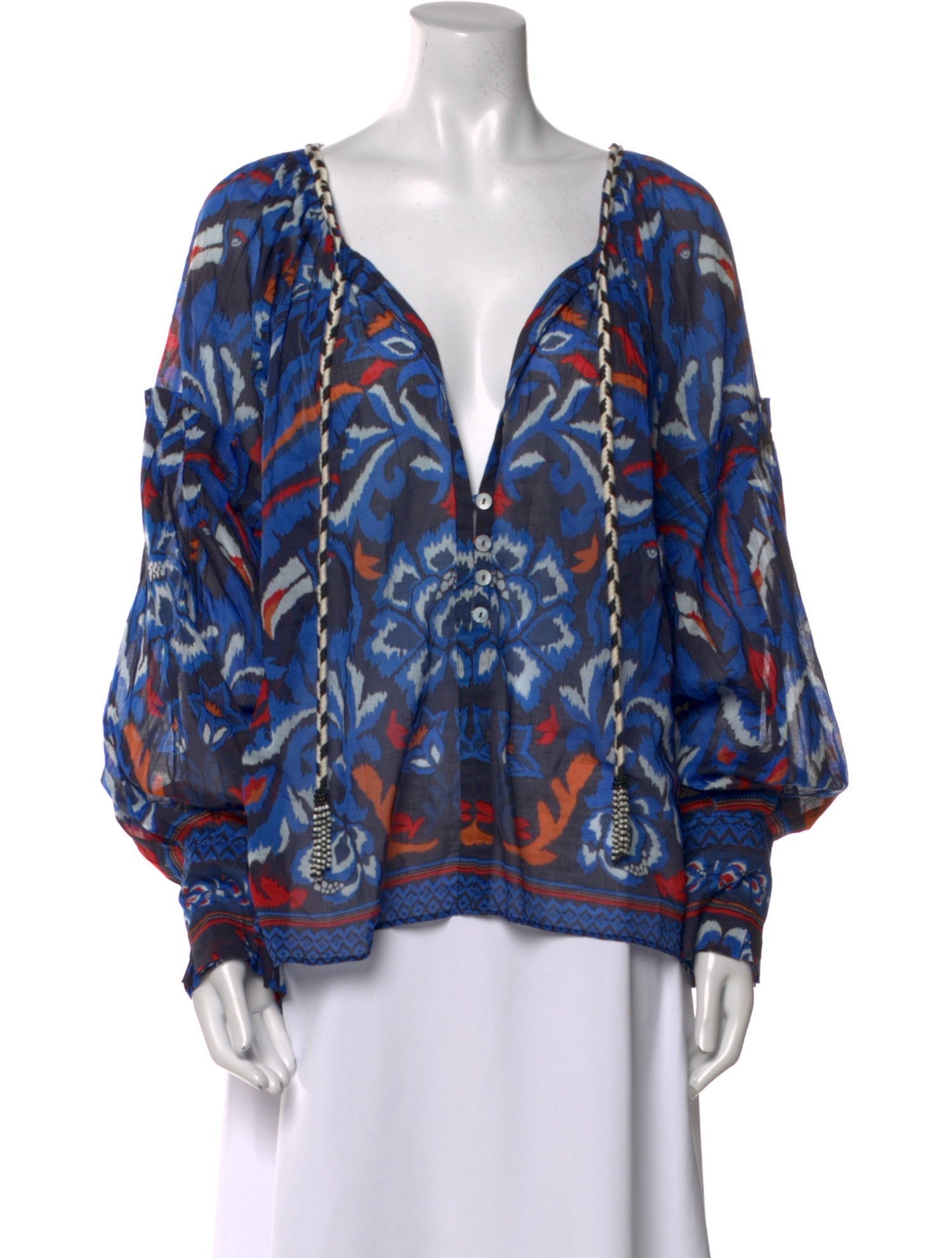 Farm Rio Printed V-Neck Blouse