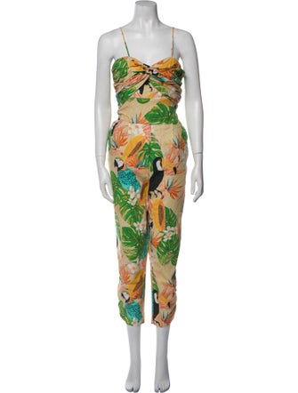 Farm Rio Printed Square Neckline Jumpsuit
