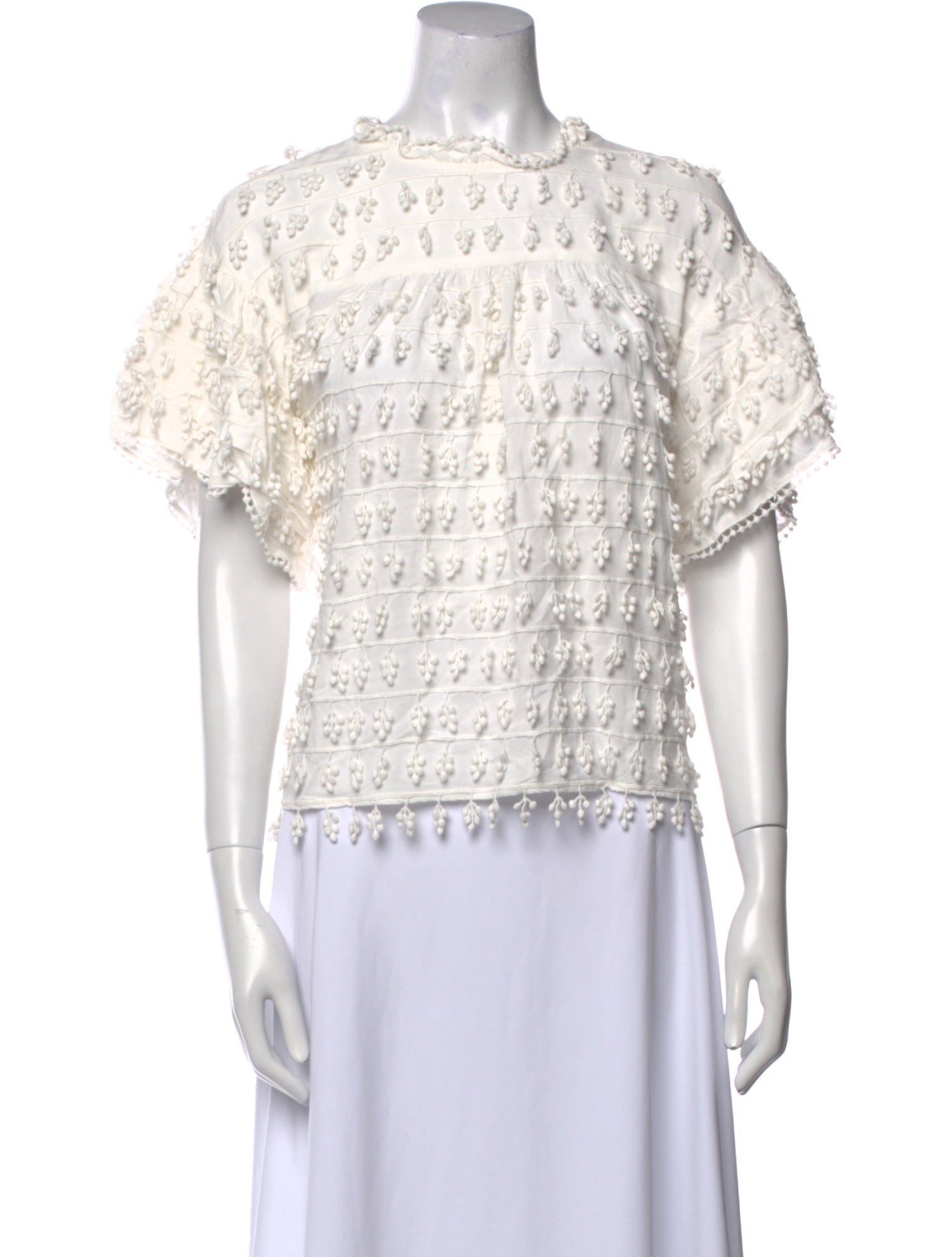 Farm Rio Lace Pattern Mock Neck Blouse