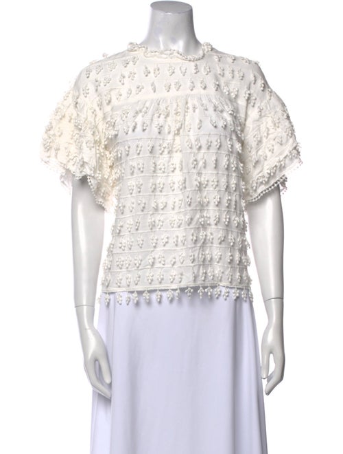 Farm Rio Lace Pattern Mock Neck Blouse