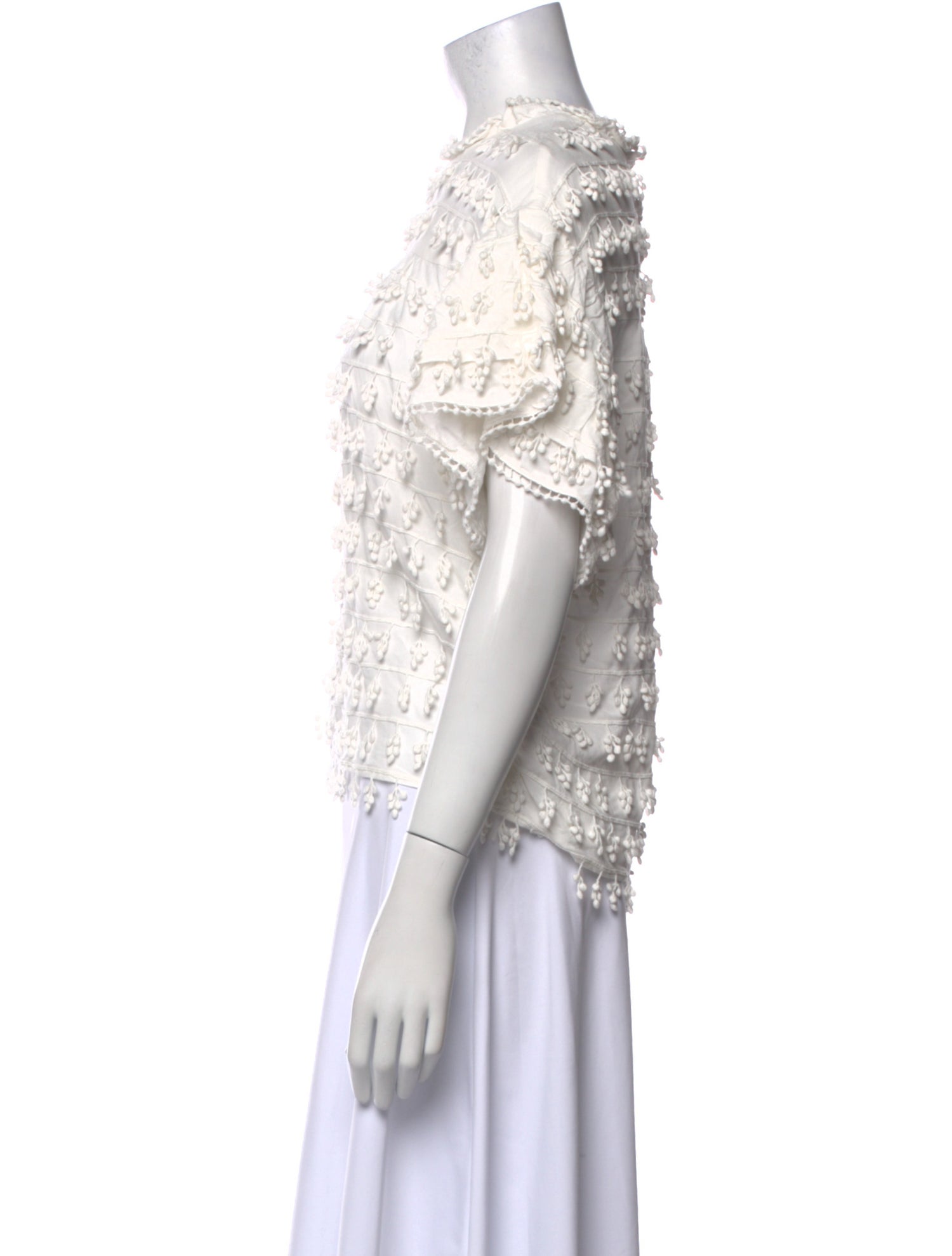 Farm Rio Lace Pattern Mock Neck Blouse