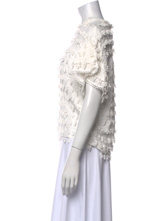 Farm Rio Lace Pattern Mock Neck Blouse