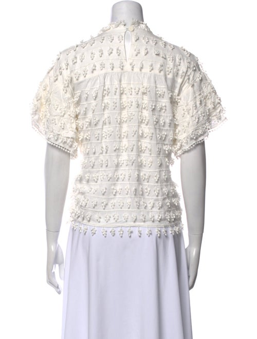 Farm Rio Lace Pattern Mock Neck Blouse