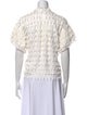 Farm Rio Lace Pattern Mock Neck Blouse