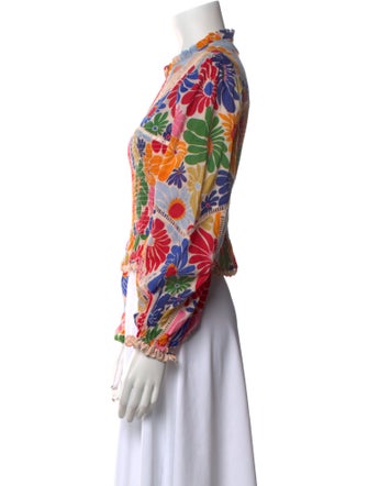 Farm Rio Floral Print Mock Neck Blouse
