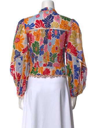 Farm Rio Floral Print Mock Neck Blouse