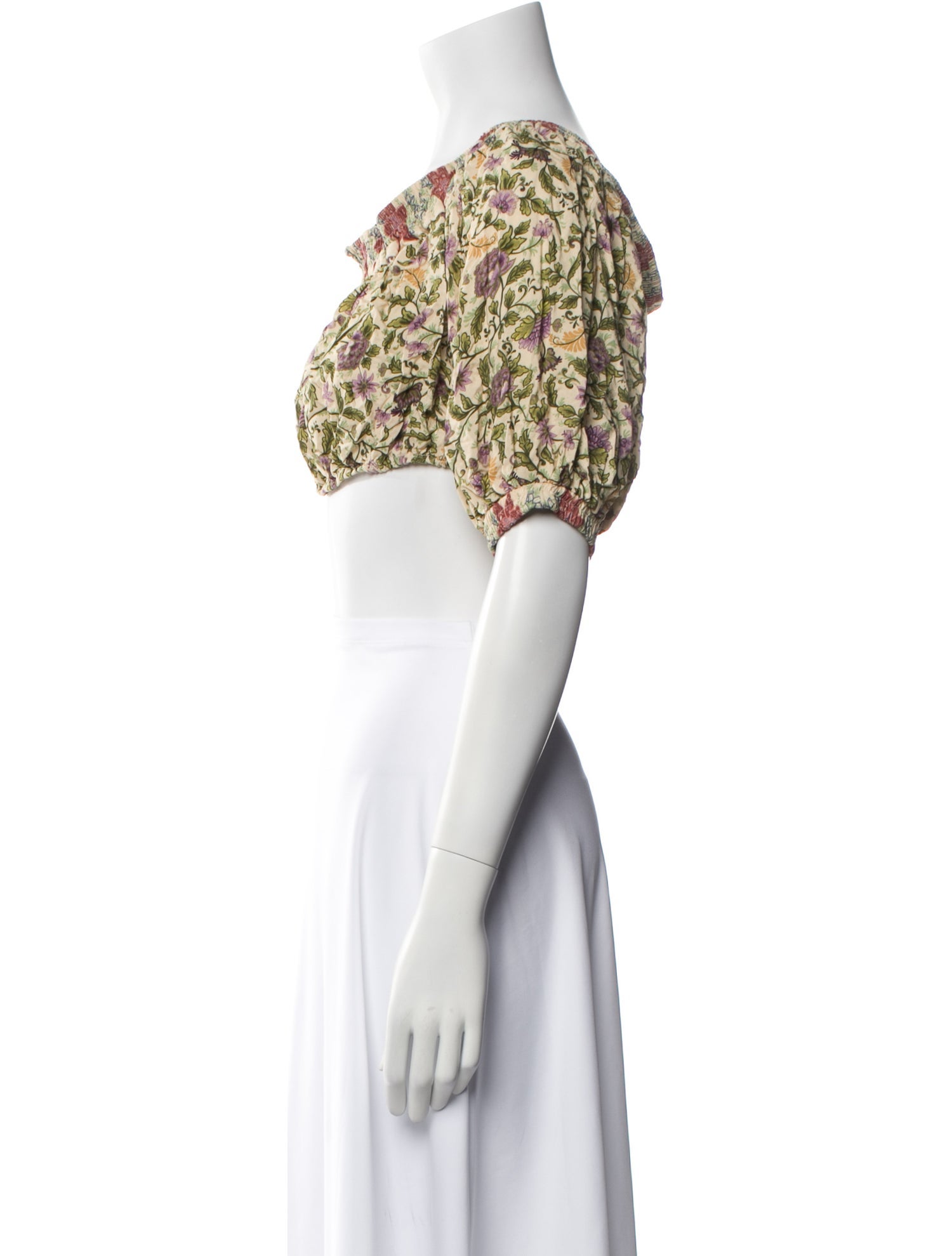 Farm Rio Floral Print Square Neckline Crop Top