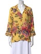 Farm Rio Floral Print Three-Quarter Sleeve Blouse