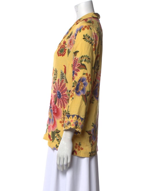 Farm Rio Floral Print Three-Quarter Sleeve Blouse