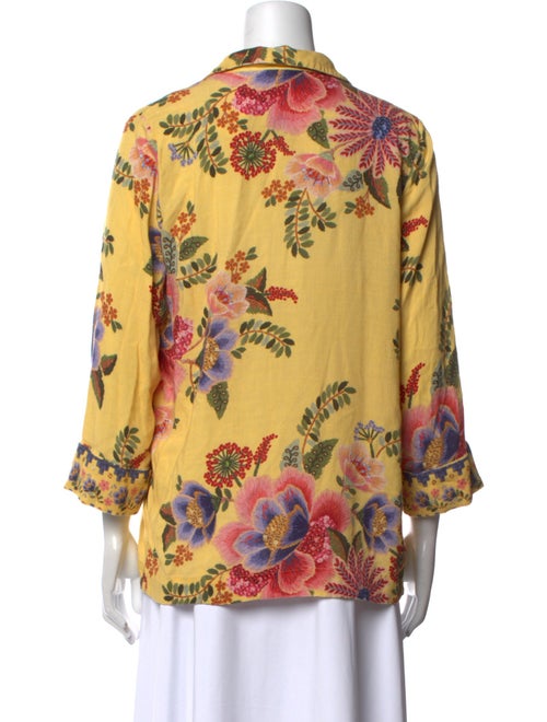 Farm Rio Floral Print Three-Quarter Sleeve Blouse