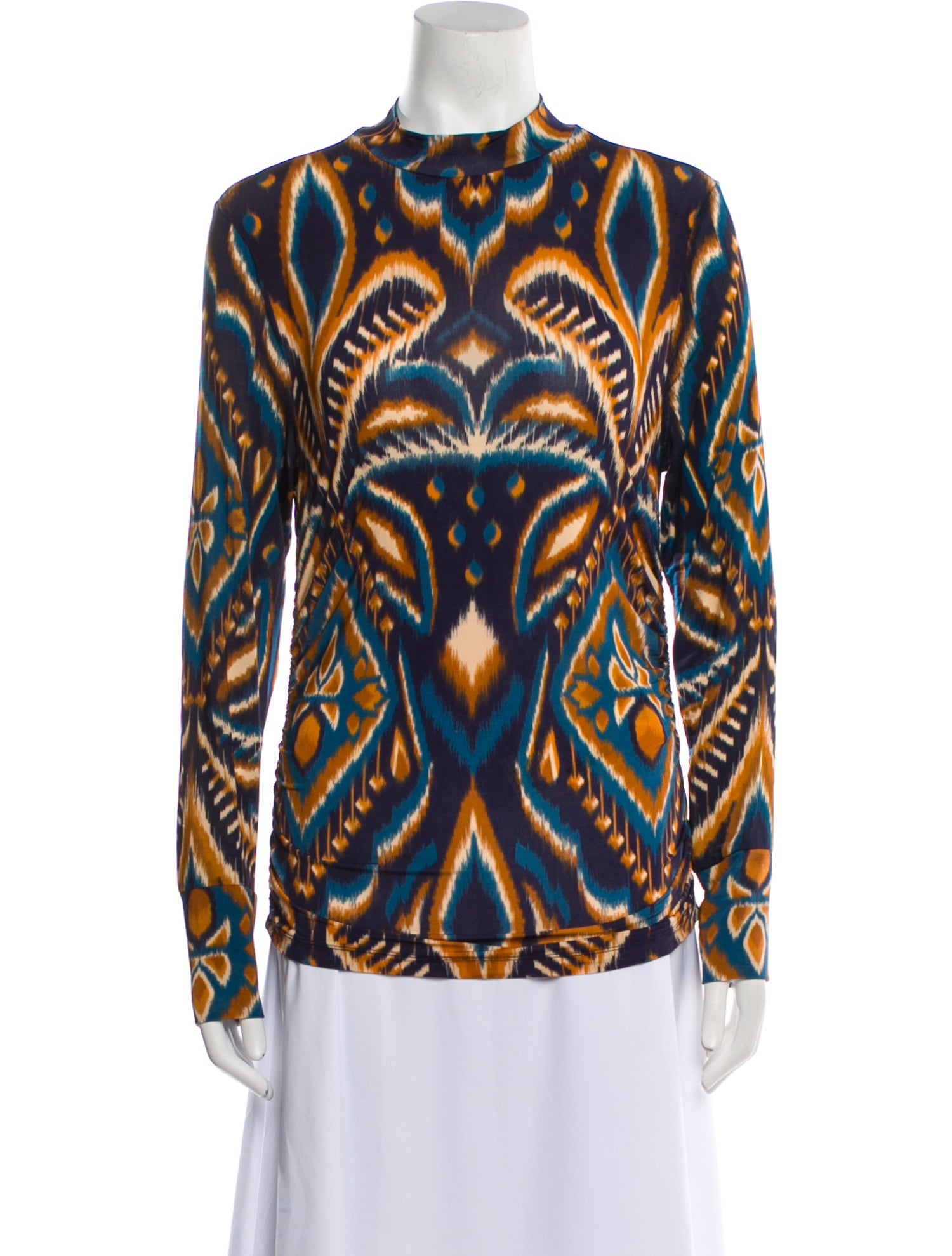 Farm Rio Printed Mock Neck Blouse