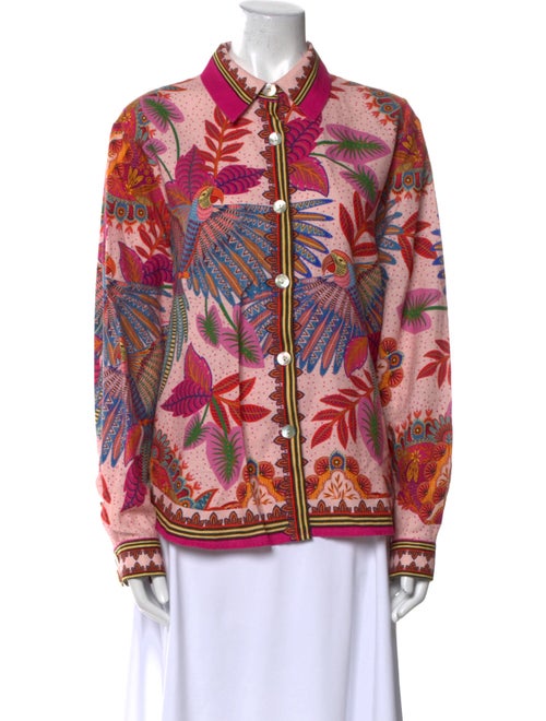 Farm Rio Linen Printed Button-Up Top