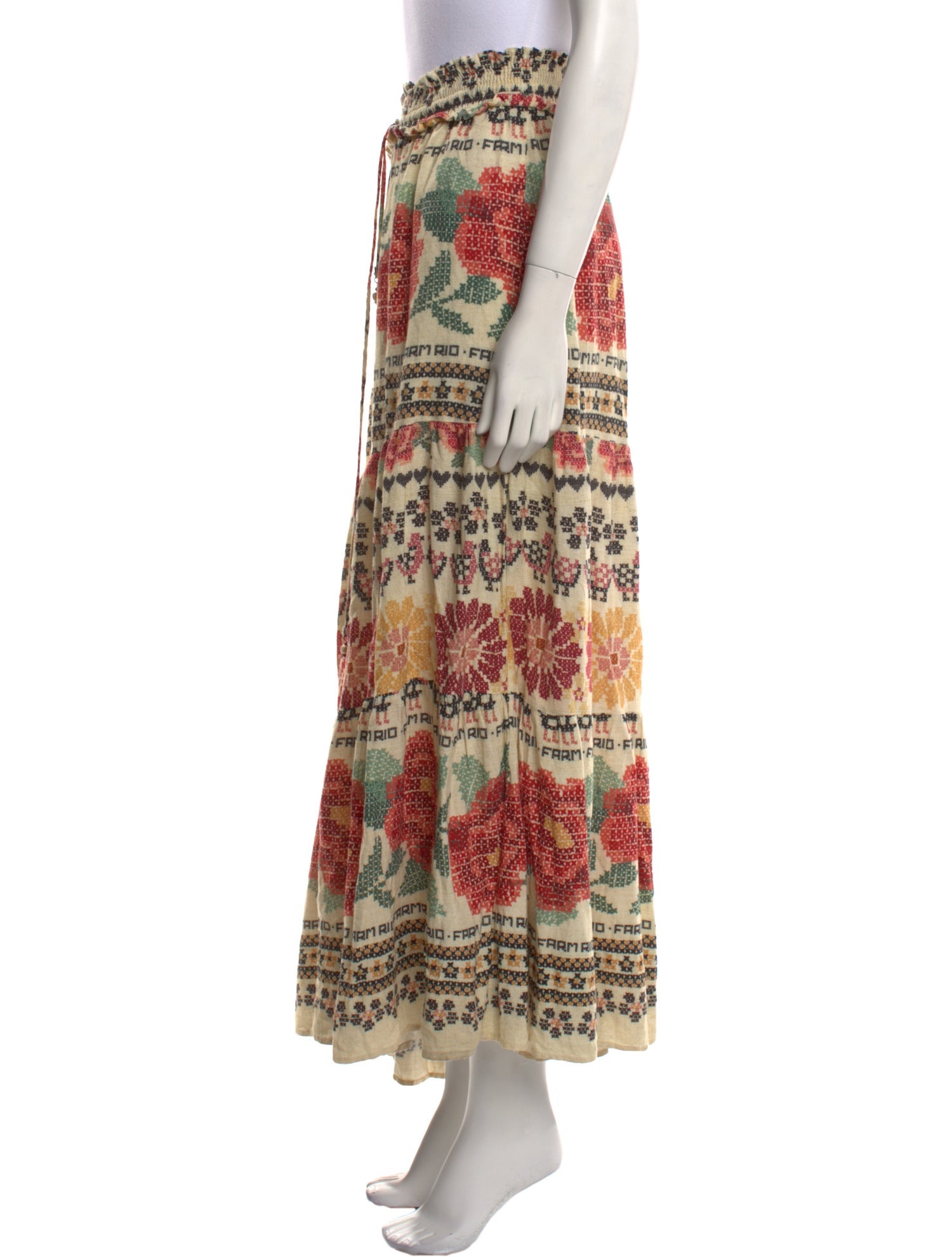 Farm Rio Floral Print Midi Length Skirt