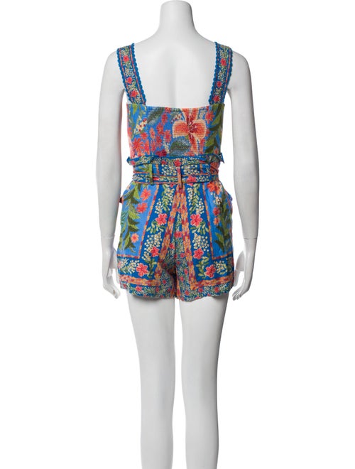 Farm Rio Floral Print Square Neckline Romper