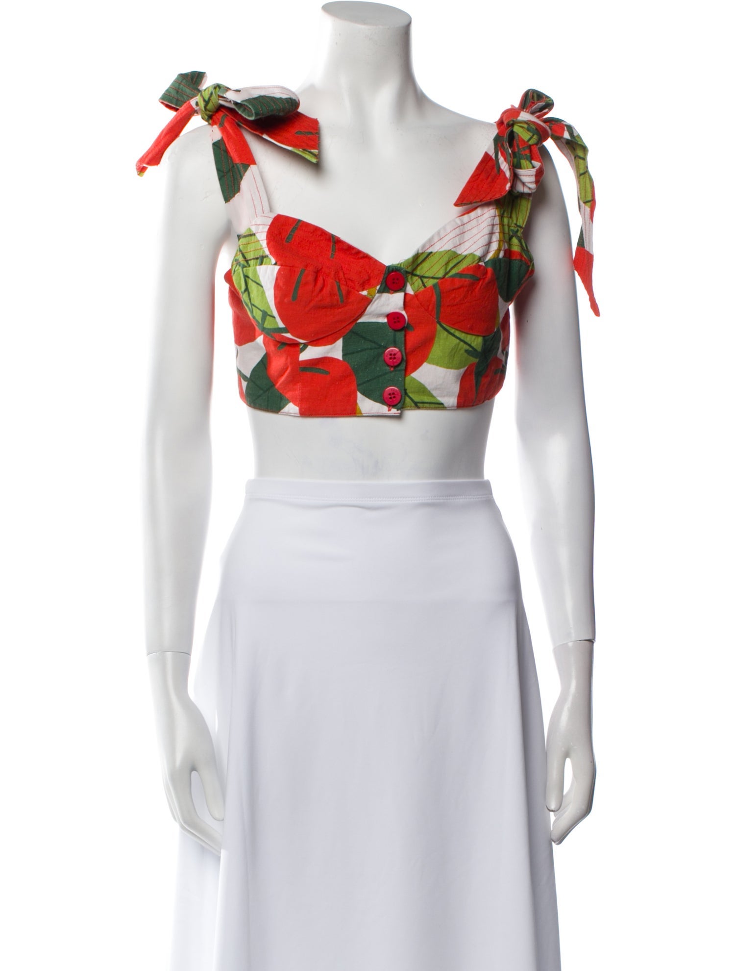 Farm Rio Floral Print Square Neckline Crop Top