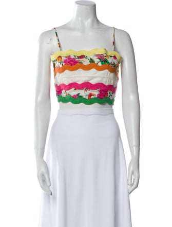 Farm Rio Printed Square Neckline Crop Top