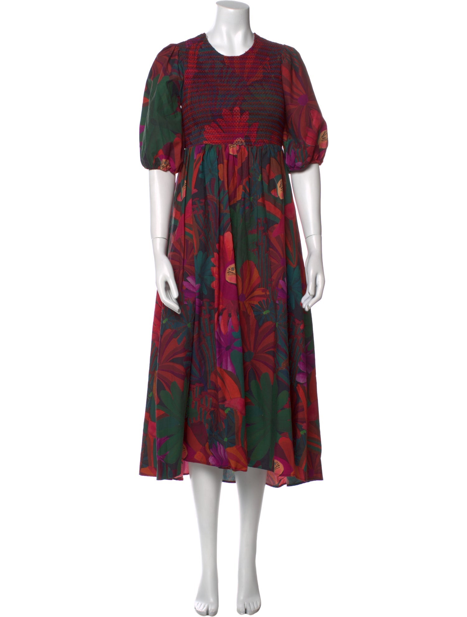 Farm Rio Floral Print Midi Length Dress