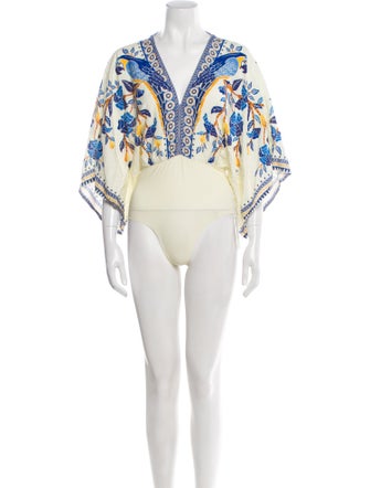 Farm Rio Floral Print V-Neck Bodysuit