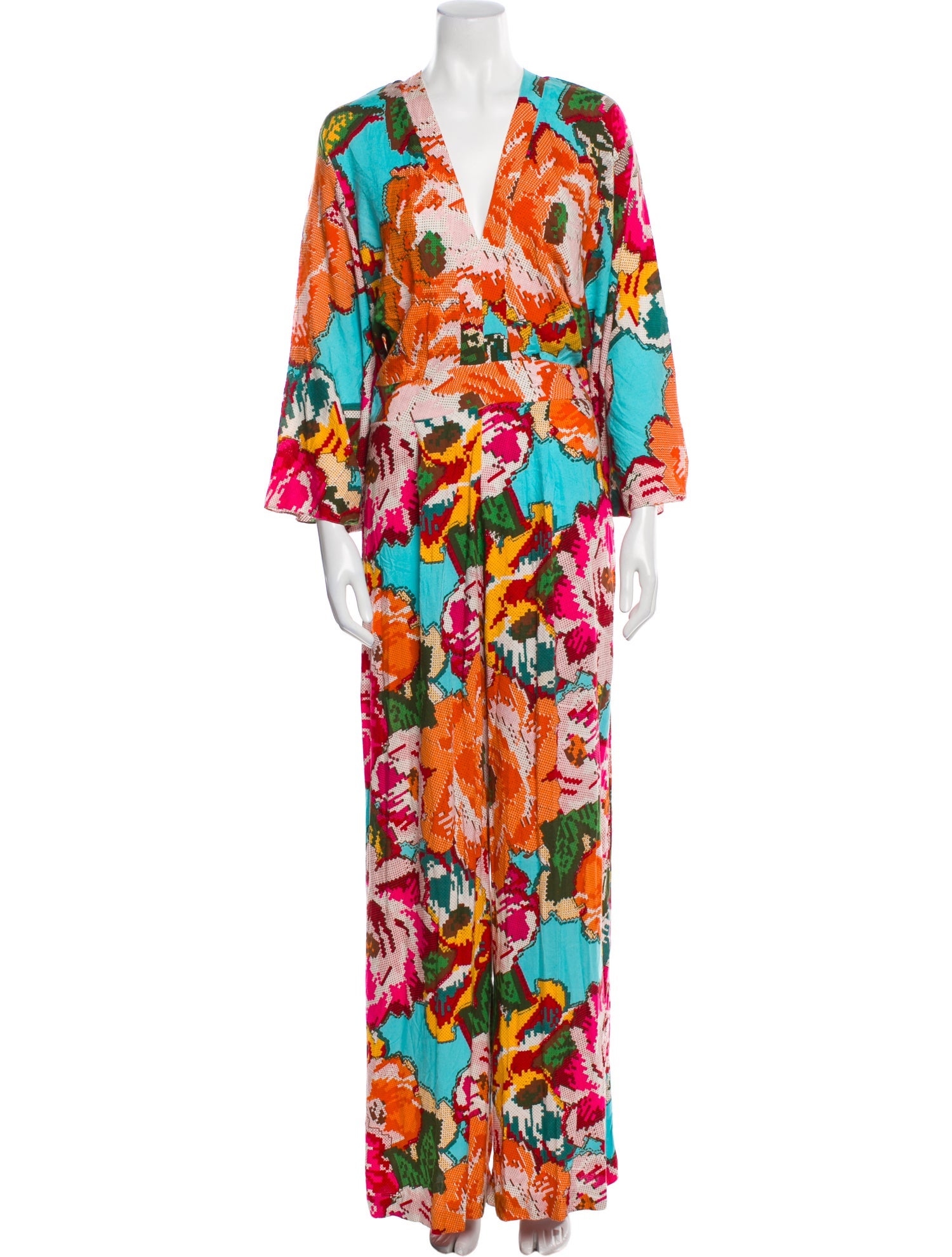 Farm Rio Floral Print V-Neck Jumpsuit