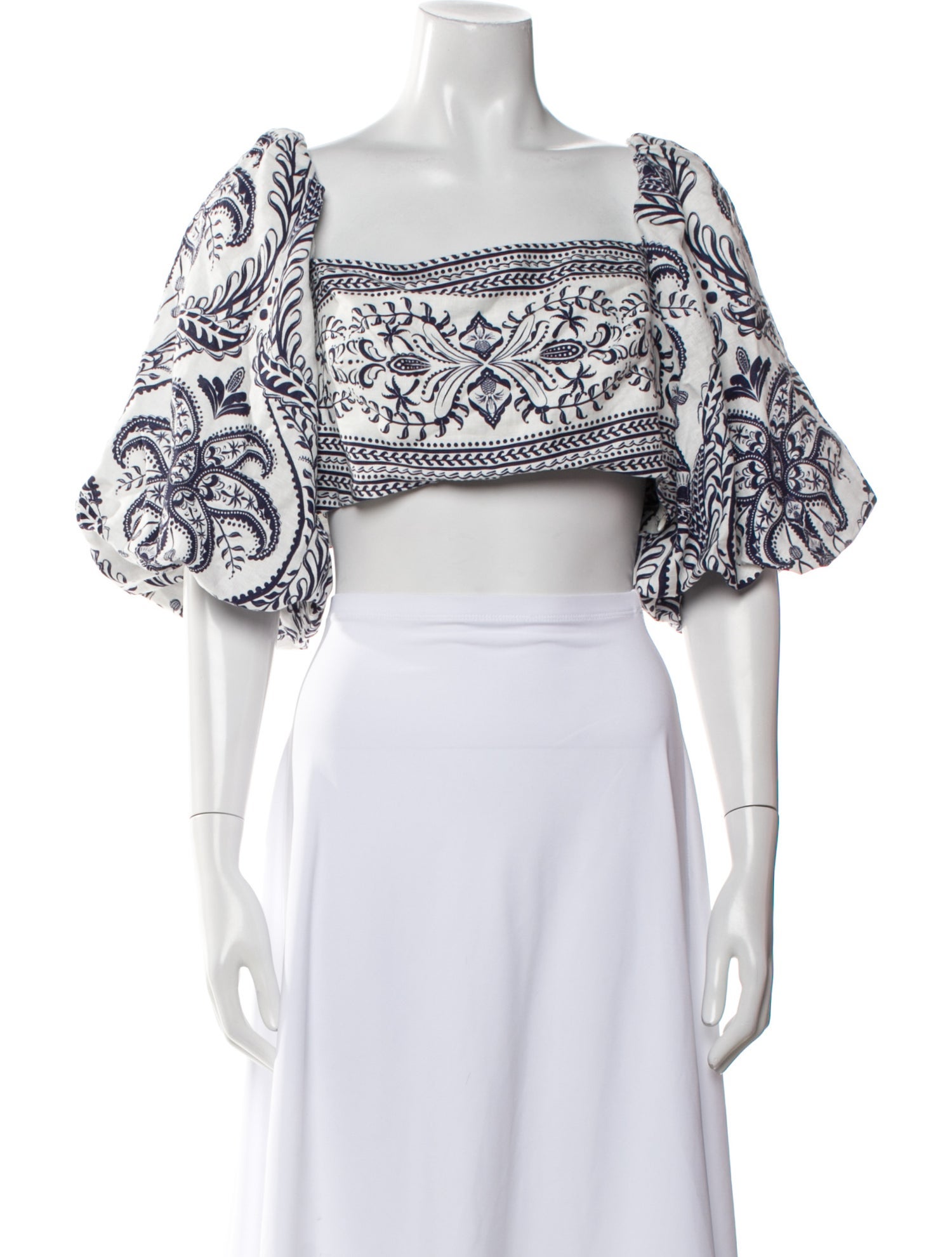 Farm Rio Printed Square Neckline Crop Top