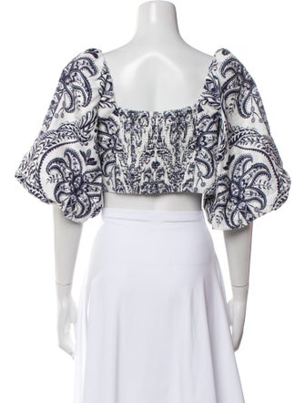 Farm Rio Printed Square Neckline Crop Top