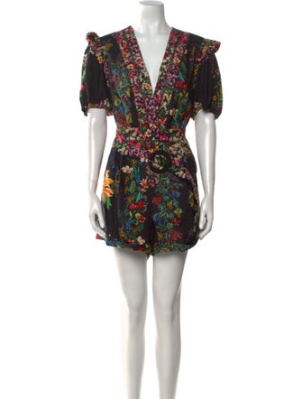 Farm Rio Floral Print V-Neck Romper