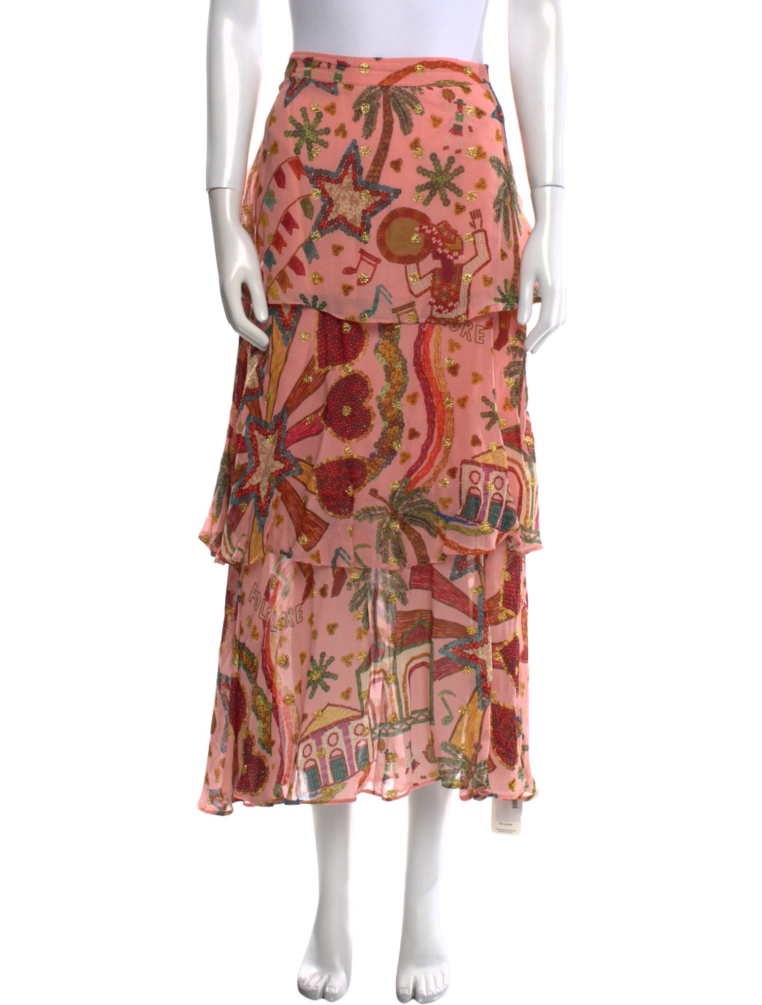 Farm Rio Floral Print Midi Length Skirt