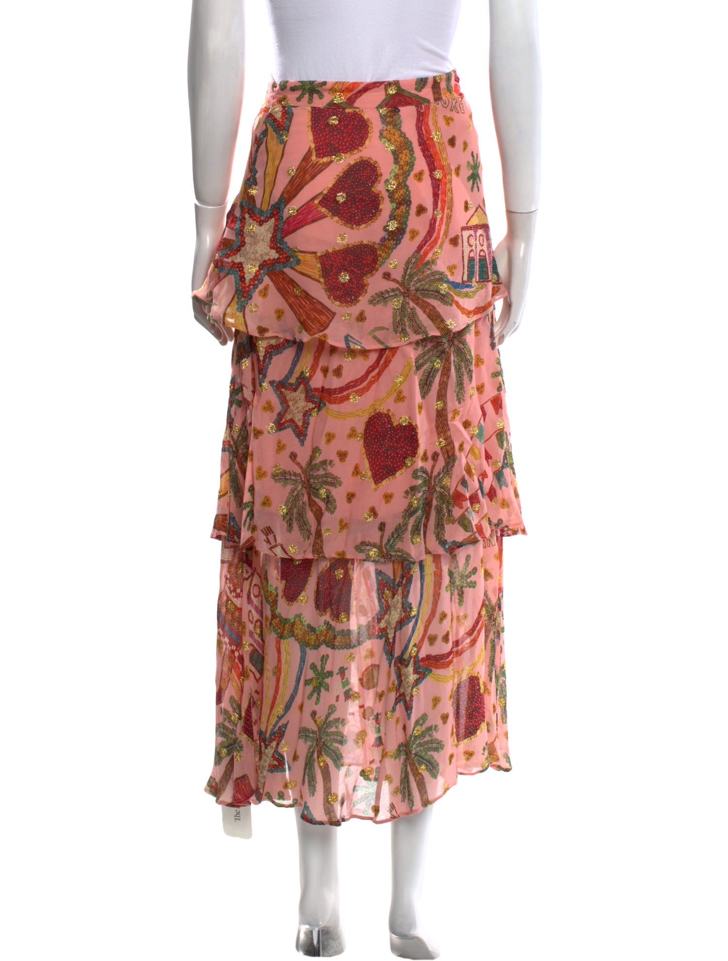 Farm Rio Floral Print Midi Length Skirt