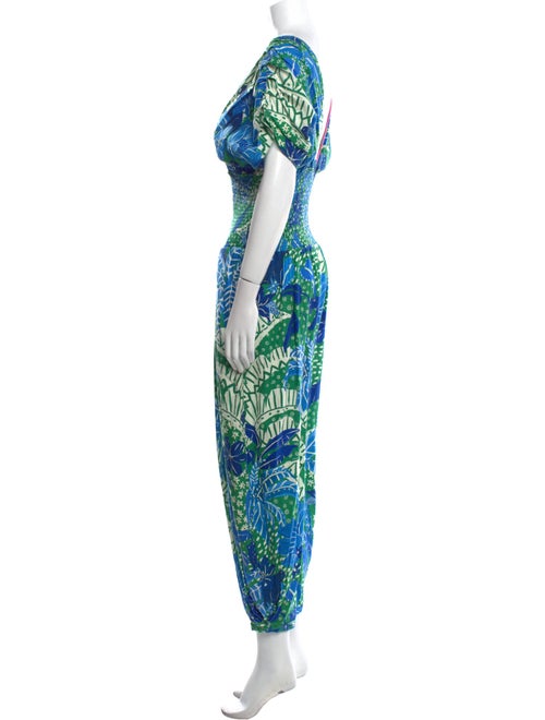 Farm Rio Printed Plunge Neckline Jumpsuit