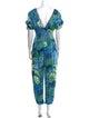 Farm Rio Printed Plunge Neckline Jumpsuit
