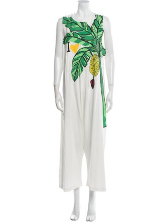 Farm Rio Graphic Print Crew Neck Jumpsuit