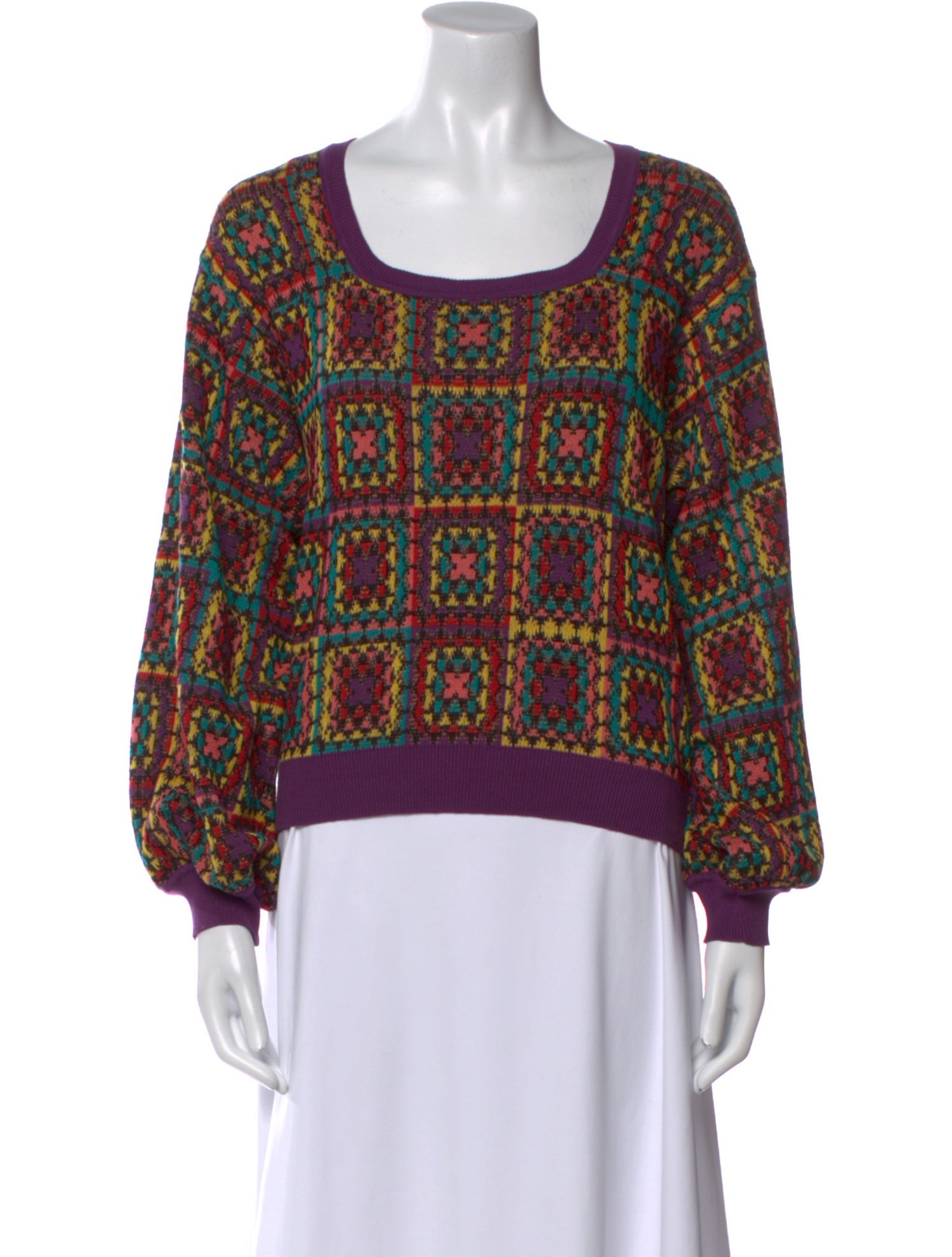 Farm Rio Printed Scoop Neck Sweater