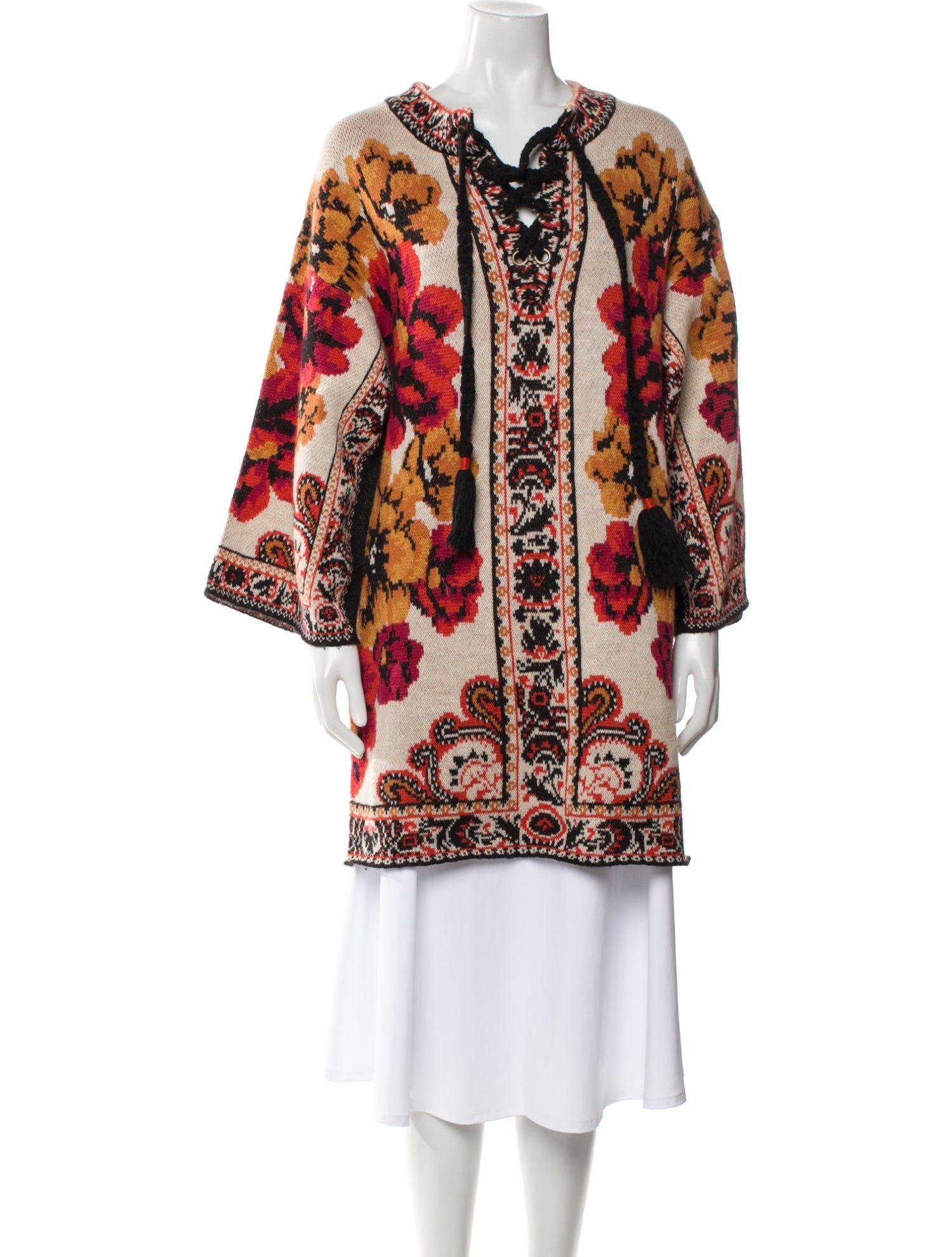 Farm Rio Floral Print V-Neck Sweater