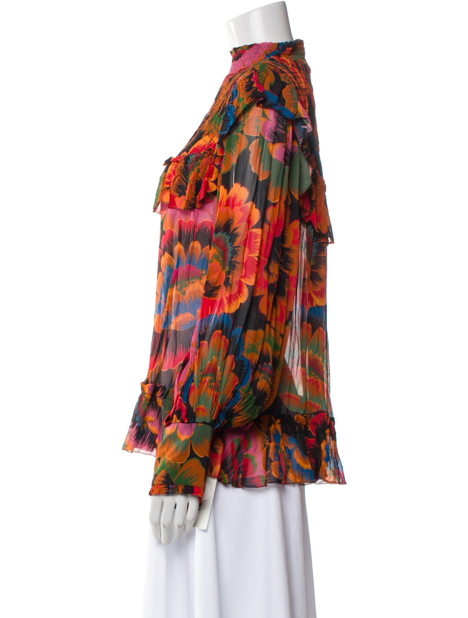 Farm Rio Floral Print Mock Neck Blouse