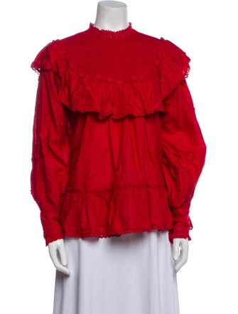 Farm Rio Mock Neck Long Sleeve Blouse