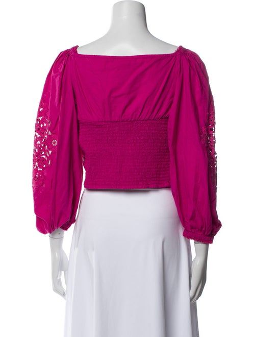 Farm Rio Square Neckline Three-Quarter Sleeve Crop Top