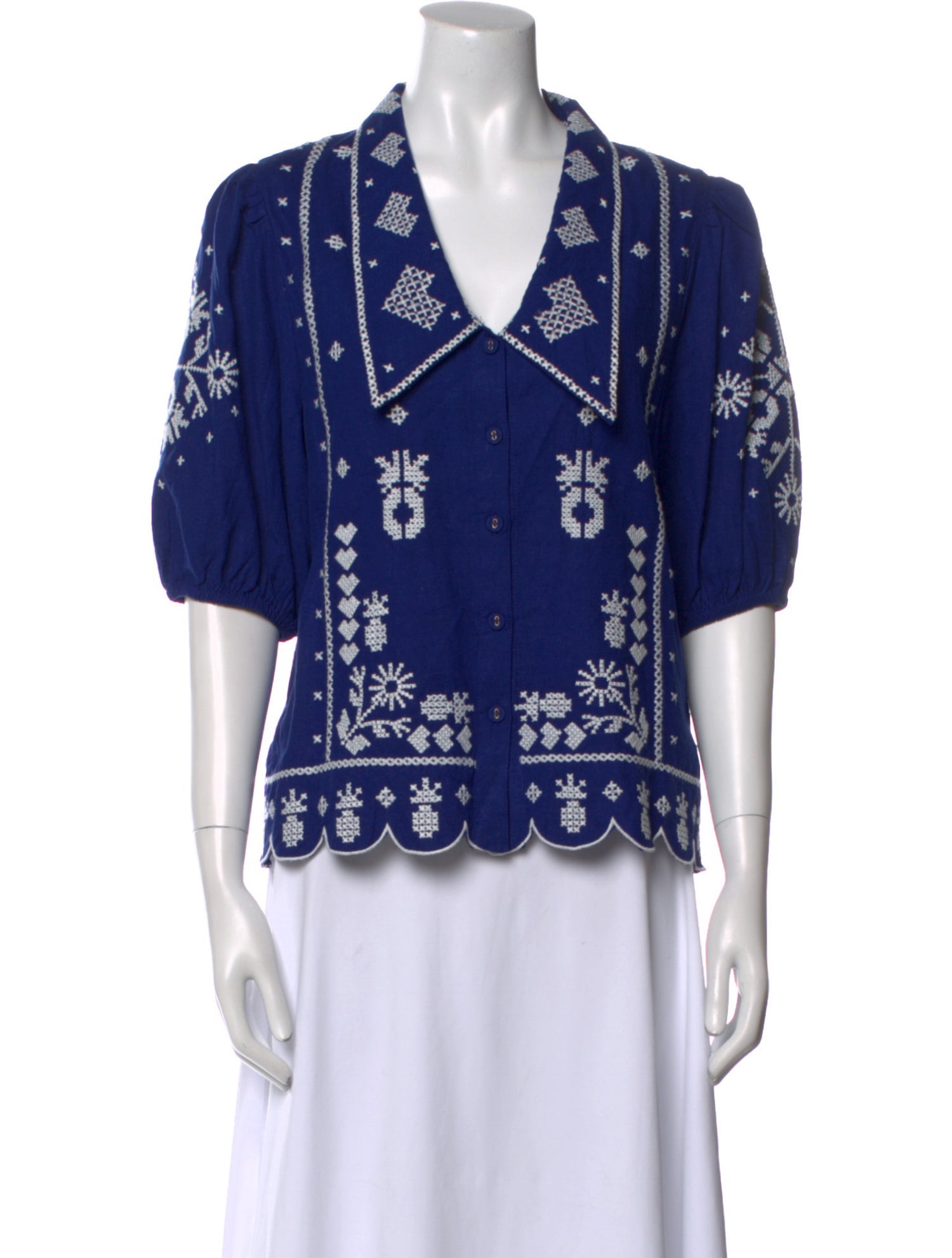 Farm Rio Printed V-Neck Blouse