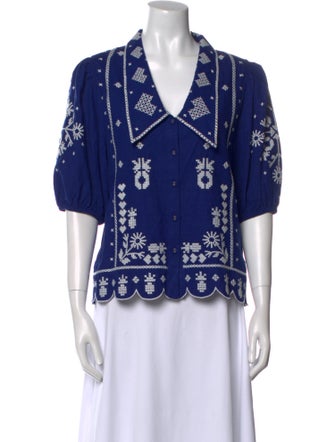 Farm Rio Printed V-Neck Blouse