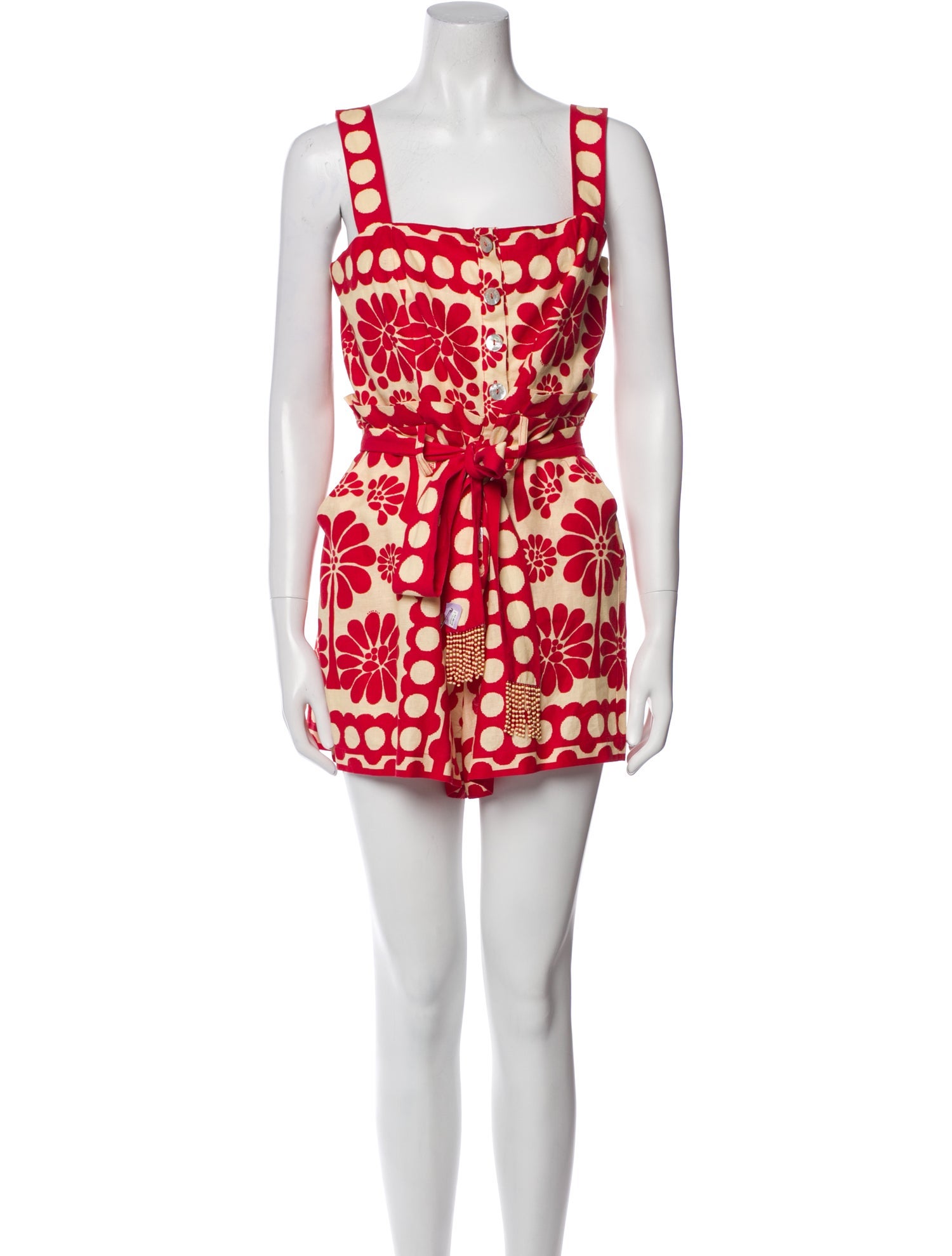 Farm Rio Floral Print Square Neckline Romper