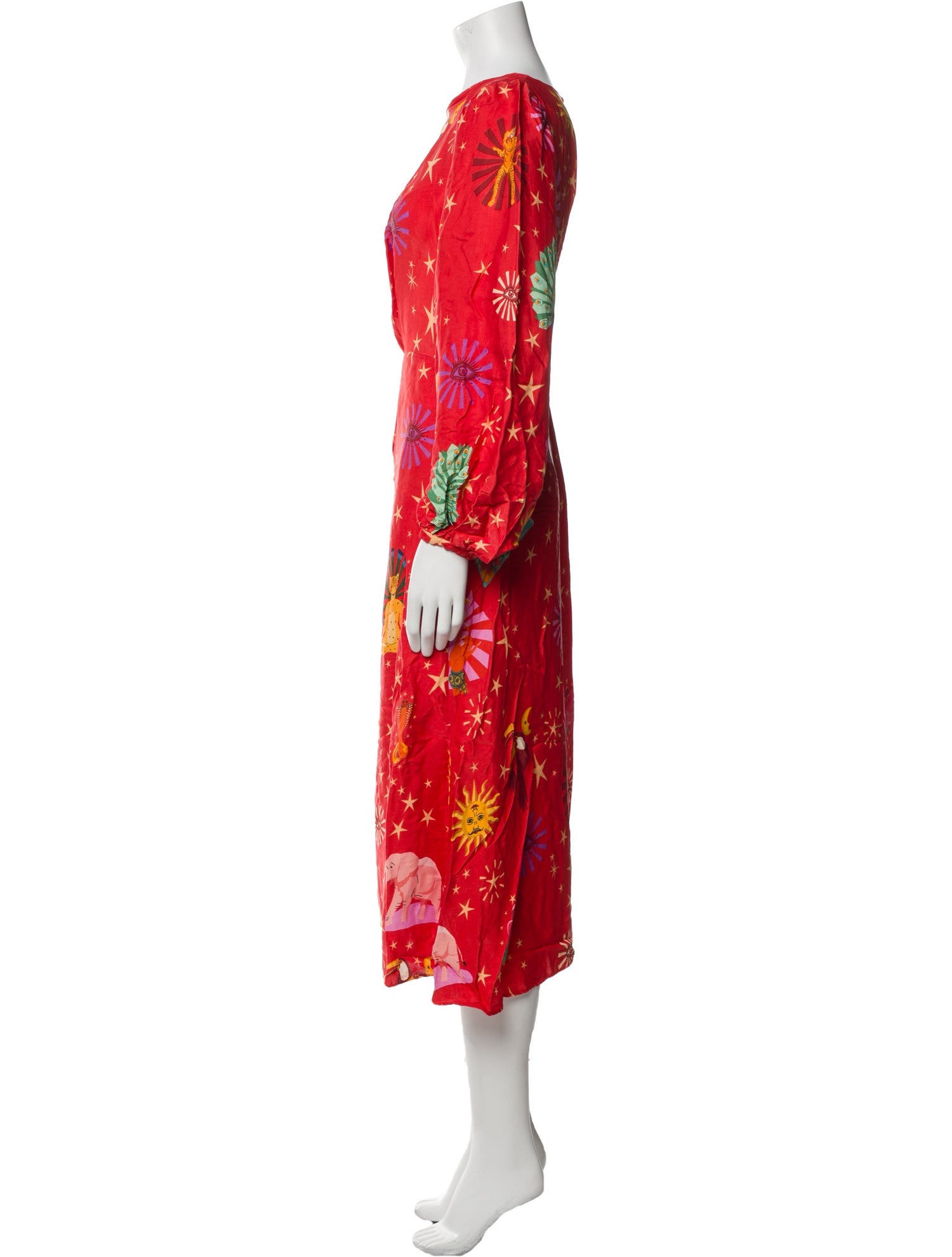 Farm Rio Floral Print Midi Length Dress