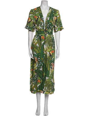 Farm Rio Printed V-Neck Jumpsuit