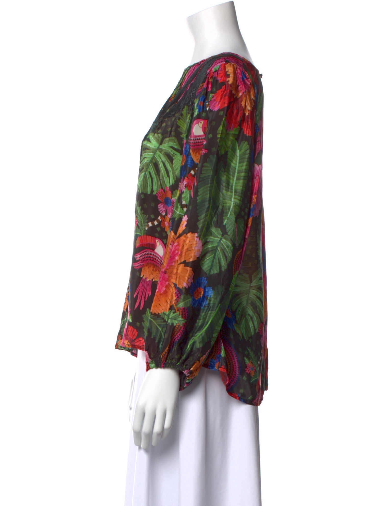 Farm Rio Floral Print Bateau Neckline Blouse