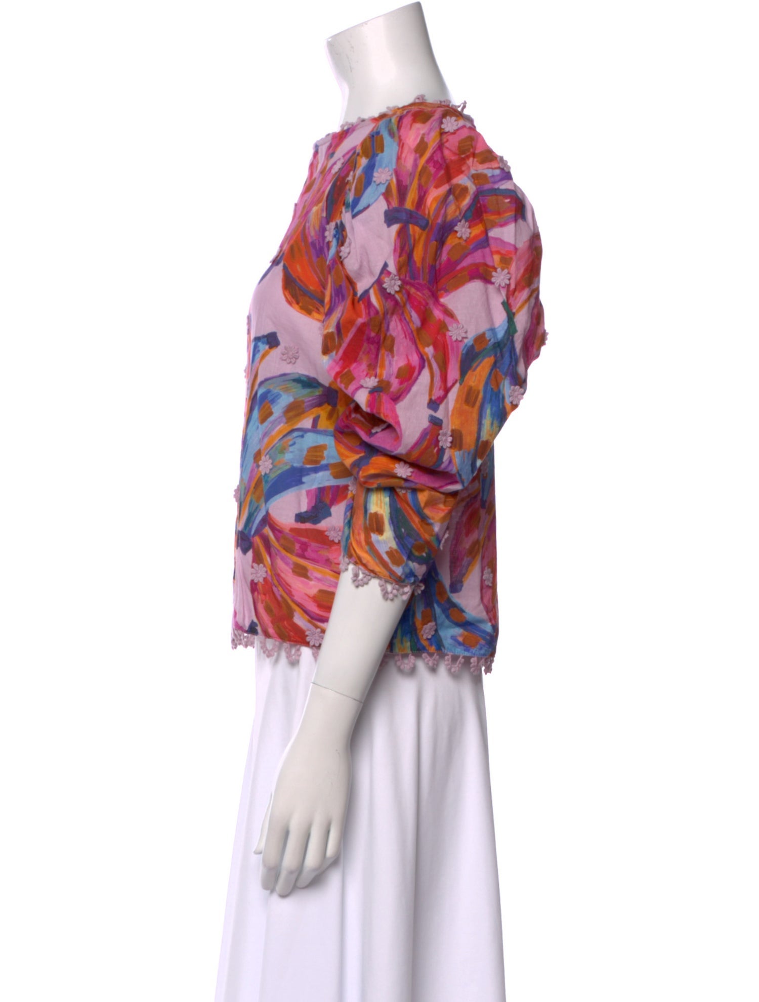 Farm Rio Printed Bateau Neckline Blouse