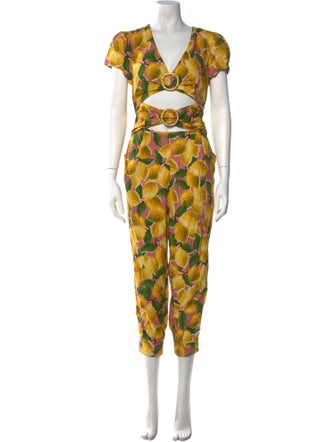 Farm Rio Linen Floral Print Jumpsuit