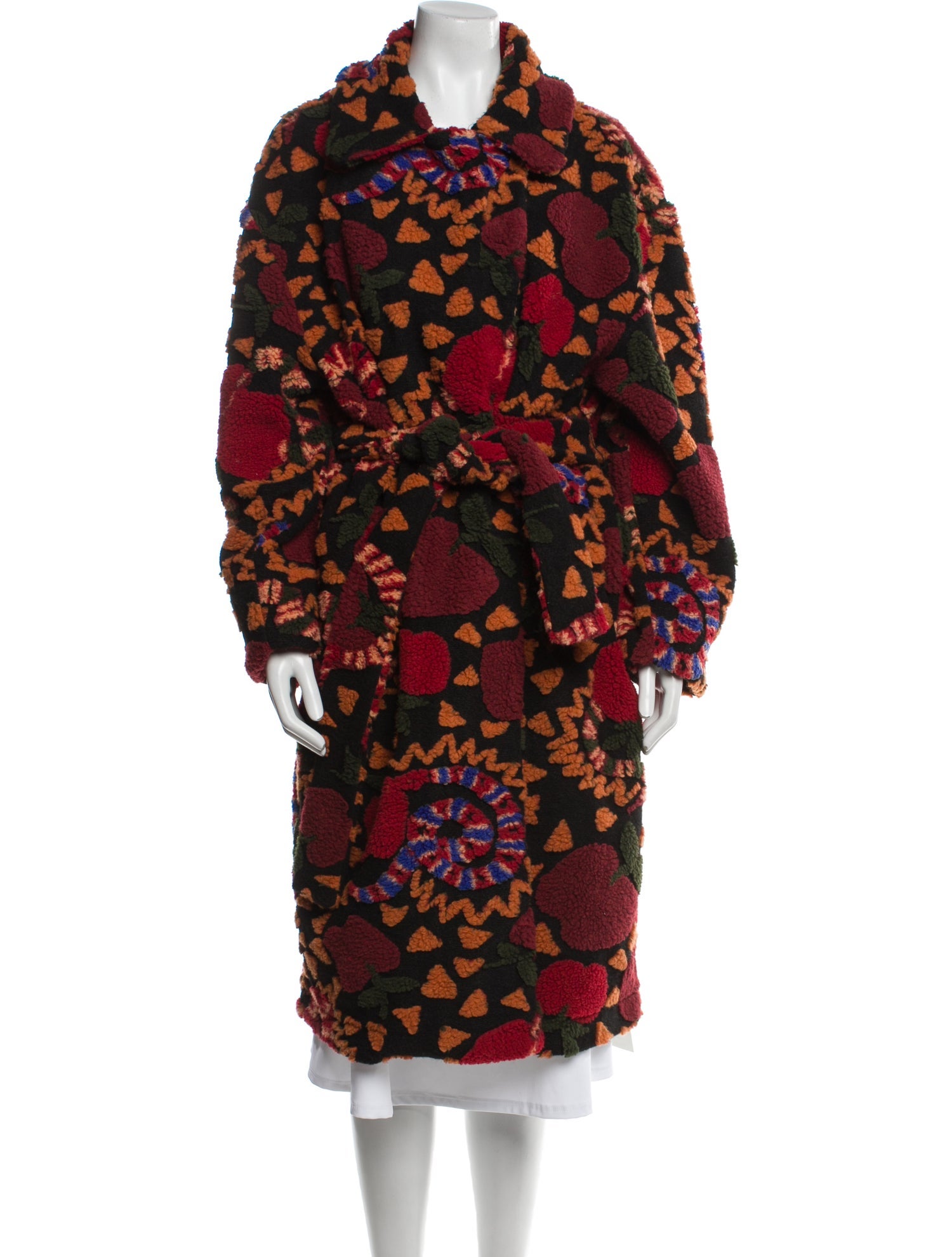 Farm Rio Floral Print Faux Fur Coat