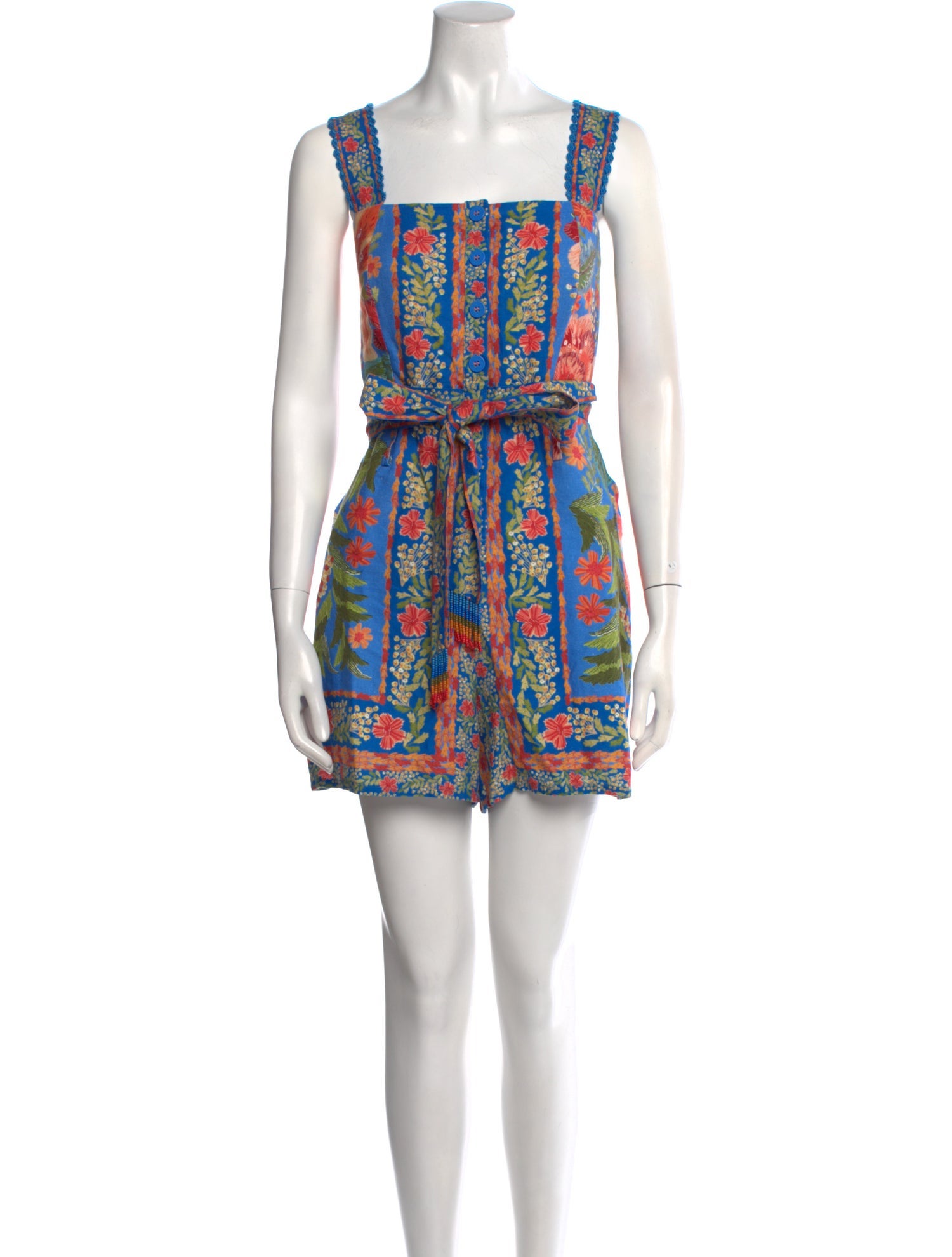 Farm Rio Floral Print Square Neckline Romper