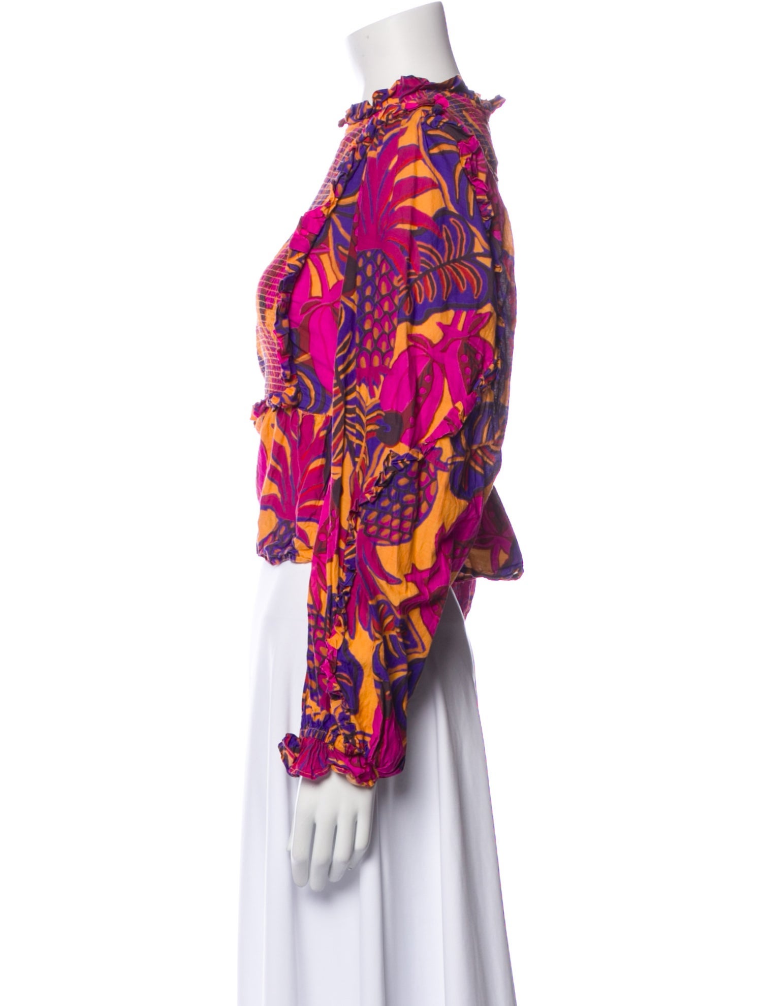 Farm Rio Floral Print Mock Neck Blouse